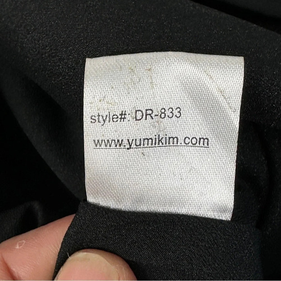 A Line Silk Black Wrap Dress Small WhimsiGoth Quiet Luxury Romantic Party - Picture 8 of 9